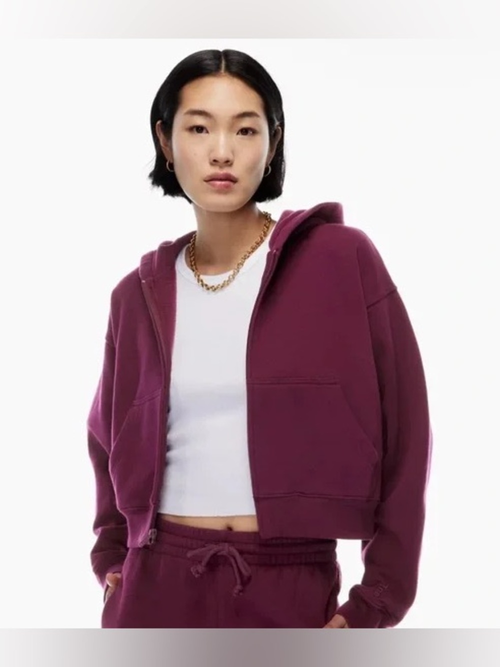 TNA burgundy zip up hoodie